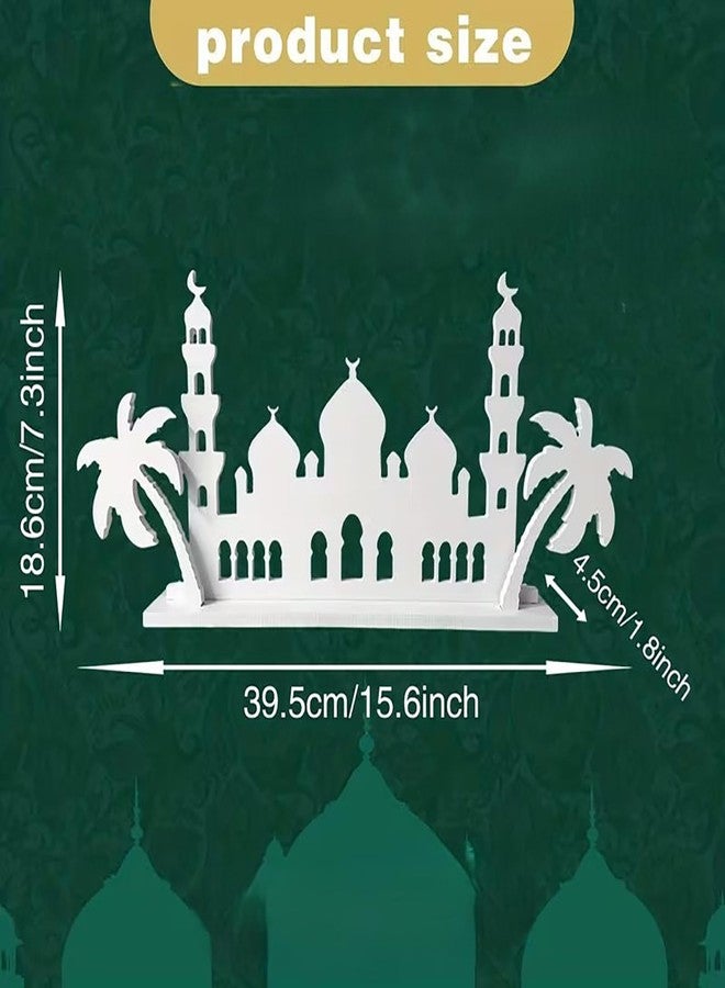 CLITHS قطعة مركزية ثنائية الأبعاد من كليثس، بتصميم مسجد إسلامي من مادة PVC، مناسبة لرمضان وعيد مبارك، مثالية لغرفة المعيشة أو المدخل أو مائدة الإفطار والعشاء، مقاس 39.6 × 18.5 سم - Image 3